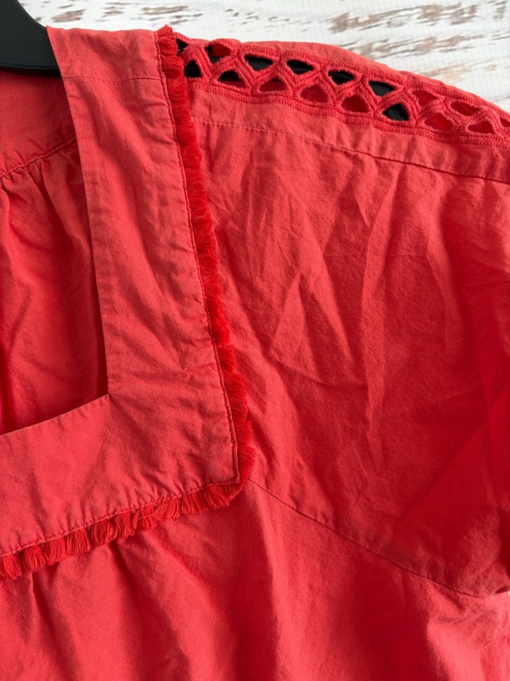 Madewell Coral Eyelet Cotton Blouse with Square Neckline - Picture 3 of 5